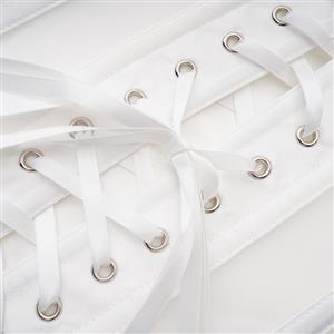 White Boned Corset, Strapless V-Neck Bustier with Back Lace-Up for Waist Shaping N23865