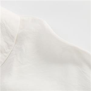 White Cotton Cross Round Neck Women's Elegant Blouse N18184
