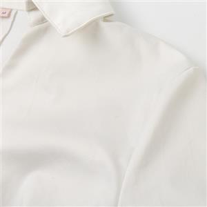 White Cotton V-Neck Women's Blouse N18190