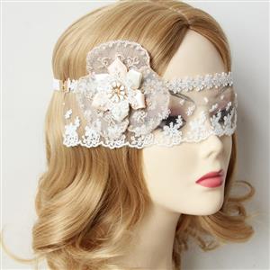 Elegant White Lace Flower Bride Mask MS12971