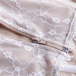 White Lace Corset Bustier with Front Lace-up & Adjustable Straps N23929