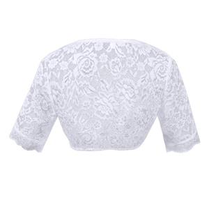 White Lace Cropped Cardigan with V-Neck & Tie Front Bow N23913