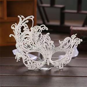 Halloween Masks, Costume Ball Masks, White Lace Mask, Masquerade Party Mask, White Cool and Lure Mask,#MS22975