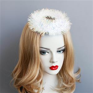 Cute White Shinner Angel Ring Halloween Accessory Hat Hairclip J18806