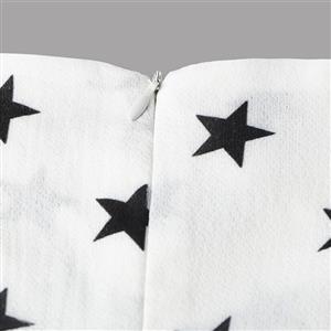 Fashion White Star Print High Waist Mini Dress N17967