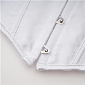 Women's White Underbust Corset Waist Cincher with Front Busk and Ribbon Lace-Up N23992