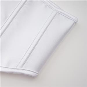 Women's White Underbust Corset Waist Cincher with Front Busk and Ribbon Lace-Up N23992