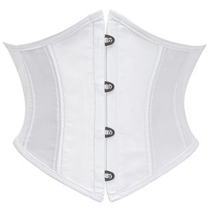White Corset, Underbust Corset, Waist Cincher, Women's Bustier, Front Busk Closure, Metal Hook Closure, Ribbon Lace Up, Structured Boning, Hourglass Silhouette, Waist Training, Shapewear Corset, Layering Corset, Vintage Inspired, Romantic Style, Women's Fashion #N23992