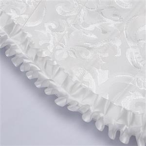 White Lace-Up Dance Bustier Corset with Ruffle Shoulder Straps and Scalloped Hem N237869
