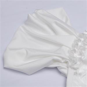 White Lace-Up Dance Bustier Corset with Ruffle Shoulder Straps and Scalloped Hem N237869