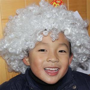Unisex White Wild-curl up Curly Clown Quirky Wig for Adult and Child MS16065