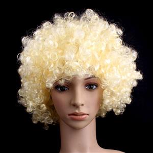 Unisex Gold Wild-curl up Curly Clown Quirky Wig for Adult and Child MS16071