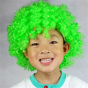 Funny Quirky Wigs, Cheap Curly Wigs, Unisex Green Wigs, Wild-curl up Clown Wigs, Wild Curl up Hairpiece, #MS16073