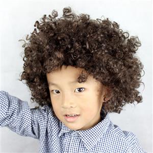 Unisex Brown Wild-curl up Curly Clown Quirky Wig for Adult and Child MS16077