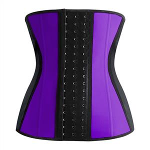 Latex Steel Boned Purple Underbust Corset Waist Training Cincher N11777