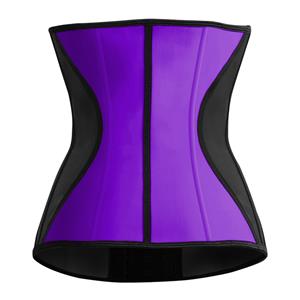 Latex Steel Boned Purple Underbust Corset Waist Training Cincher N11777