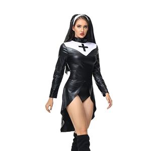 Sexy Nun Cosplay Dress Adult Halloween Party Theatrical Masquerade Costume N23240