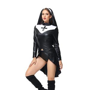 Sexy Nun Cosplay Dress Adult Halloween Party Theatrical Masquerade Costume N23240