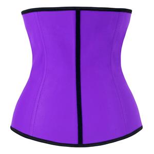 Women's Unique Purple Latex Steel Bone Underbust Corset with Little Defect N18634