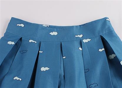 Vintage Cartoon Print High Waisted Flared Pleated Skirt HG12795