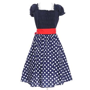 Elegant 1950's Vintage Polka Dot Print Casual Dress N11930