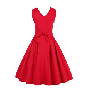 Women's 1950's Vintage Deep V Casual Party Cocktail Dress N11882