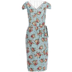 1950's Vintage V Neckline Floral Print Casual Dress N11917