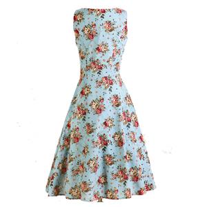 Elegant 1950's Vintage Floral Print Casual Dress N11918