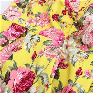 1950's Vintage Floral Print Casual Dress N11933