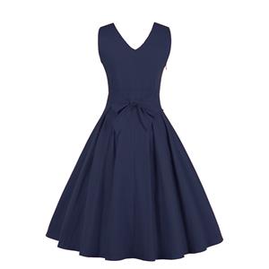 Women's 1950's Vintage Deep V Casual Party Cocktail Dress N11942