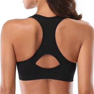 Women's Black High Impact Workout Yoga Running Sports Bras Racerback N14713