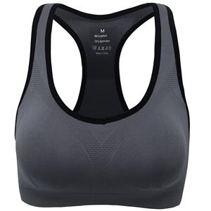 Women's Gray High Impact Workout Yoga Running Sports Bras Racerback N14714