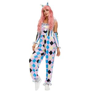 Women's Lace Shoulder Straps Jumpsuit Circus Clown Halloween Adult Cosplay Costume N20596