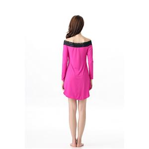 Women's Loose Fit Lace Trimmed Sleep Tunic Nightwear Sleepwear Sleep Shirt N11630