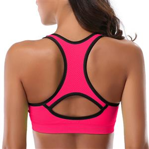 Women's Rose Red High Impact Workout Yoga Running Sports Bras Racerback N14716