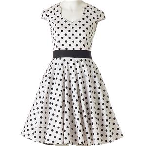 1950's Vintage Polka Dot Rockabilly Swing Dress N11938