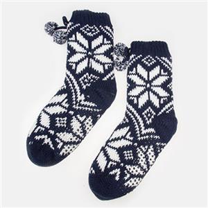 Snowflake Fleece Lining Knit Christmas Stockings Slipper Socks  HG12124