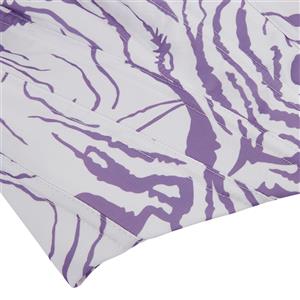 White and Purple Zebra Print Bustier with Crisscross Back Lace-Up, Boned Corset Top N23855