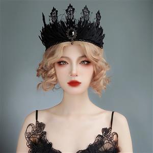 Gothic crown, Halloween headpiece, Baroque costume accessory, Witch queen crown, Vintage royal tiara, Gothic festival wear, Victorian style headdress, Themed party costume, Dark aesthetic accessory, Unisex Gothic crown #J237833