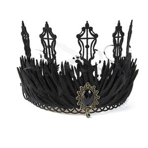 Baroque Gothic Crown - Vintage Halloween Headpiece for Witch Queen Princess Costume Party J237833