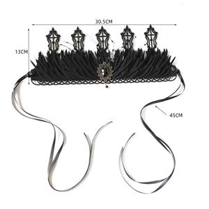 Baroque Gothic Crown - Vintage Halloween Headpiece for Witch Queen Princess Costume Party J237833
