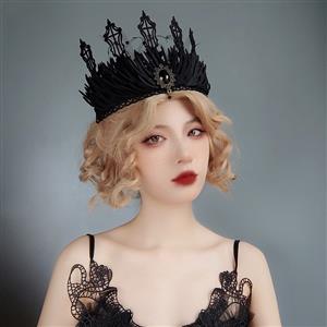 Baroque Gothic Crown - Vintage Halloween Headpiece for Witch Queen Princess Costume Party J237833