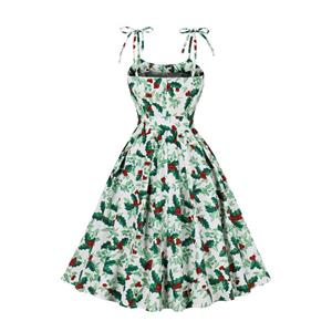 Women's Clothing Colorful Striped Print Cami Dress Vintage Belted Swing Aline Sleeveless Christmas Dress N23445