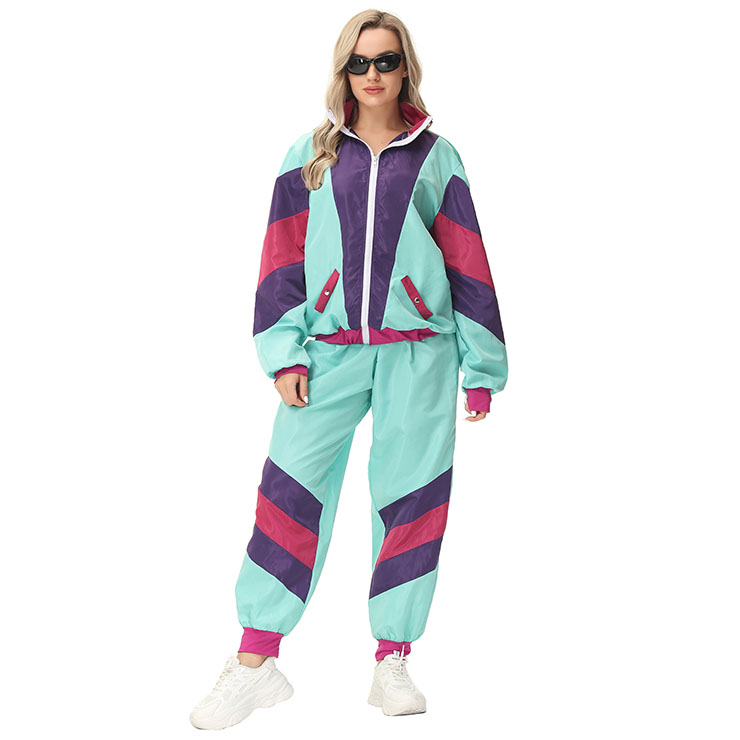 Fashion Tracksuit Top and Trousers Colorful Hip Hop Dancing Adult Cosplay Costume N22918