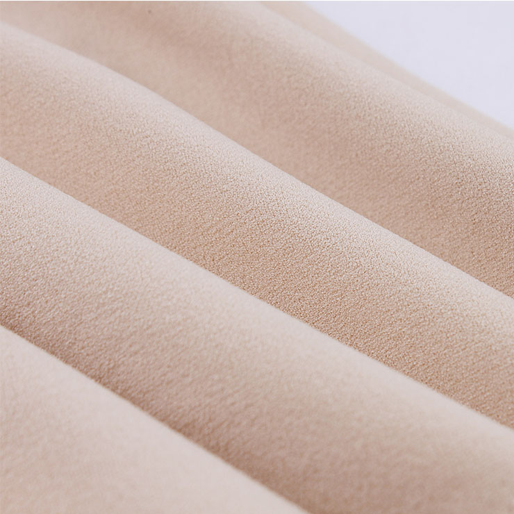 Apricot See-through Mesh Patchwork Turndown Collar Flare Sleeve High Waist Swing Dress N22996