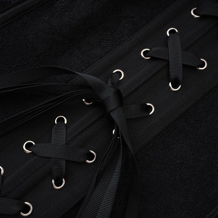 Black Strapless Corset Top - Heart-shaped Bustier with Lace-up Back and Boning N237845