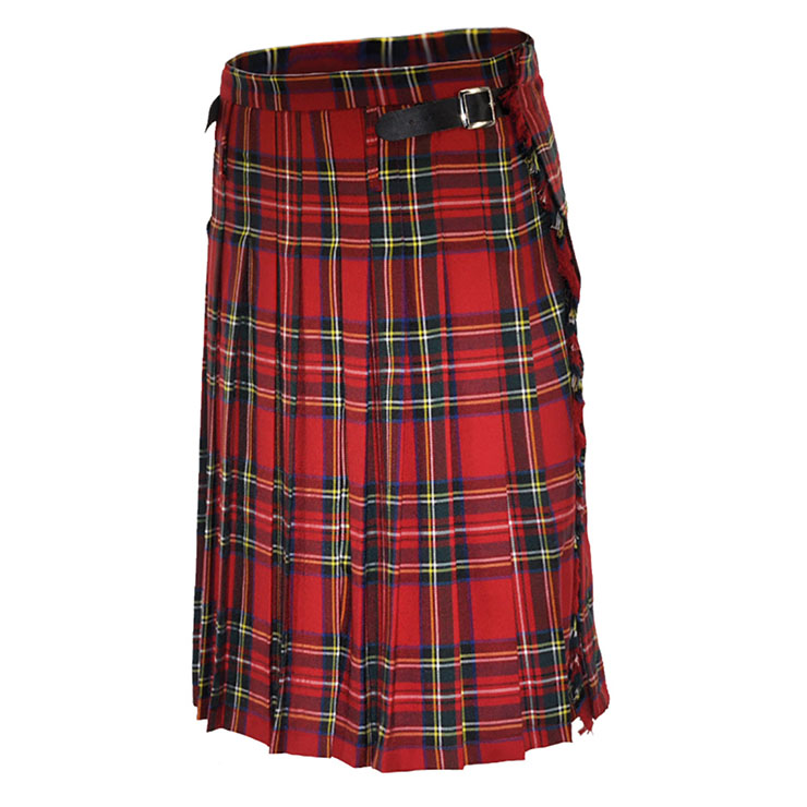 Men's Vintage Classic Red Plaid Pleated Skirt Mid Waist N22675