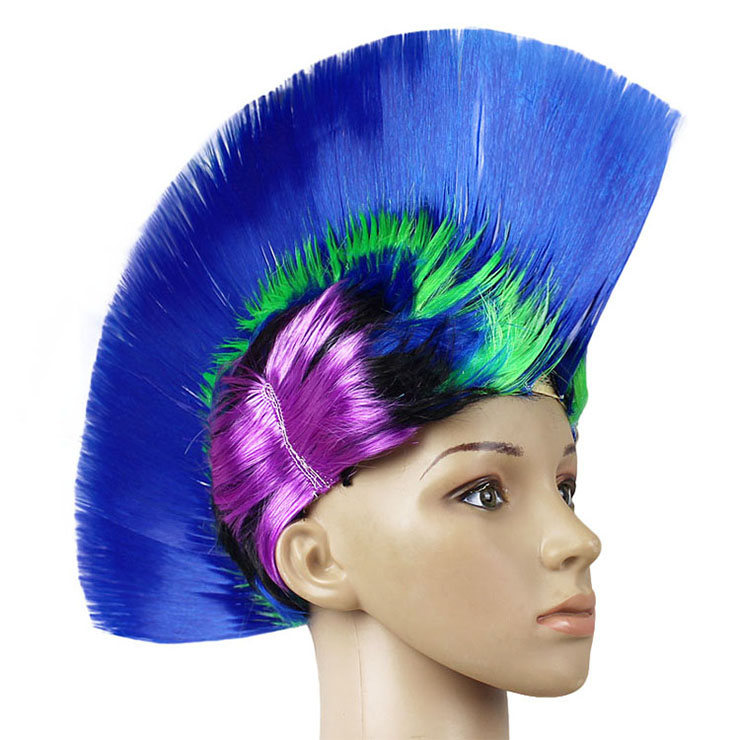 Funny Colorful Cockscomb Hair Modeling Punk Headdress Halloween Carnival Party Wig MS19662