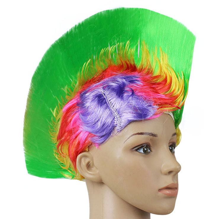 Funny Colorful Cockscomb Hair Modeling Punk Headdress Halloween Carnival Party Wig MS19668