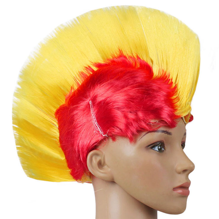 Funny Colorful Cockscomb Hair Modeling Punk Headdress Halloween Carnival Party Wig MS19675